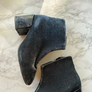 Free Cosmic People Misty Blue Ankle Velvet Booties